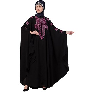 Designer  embroidered Persian Kaftan- Black-pink